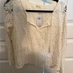 Hollister Cream Lace Blouse NWT